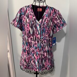 New Ava Therese First Impressions Women’s scrub top Small S Purple Pink Stripes